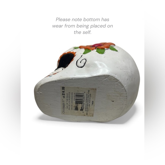 Colorful Ceramic Sugar Skull Decor – Day of the Dead Art - Picture 4 of 5